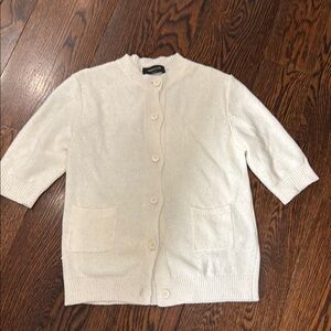 Cream Button-Front Knit Cardigan